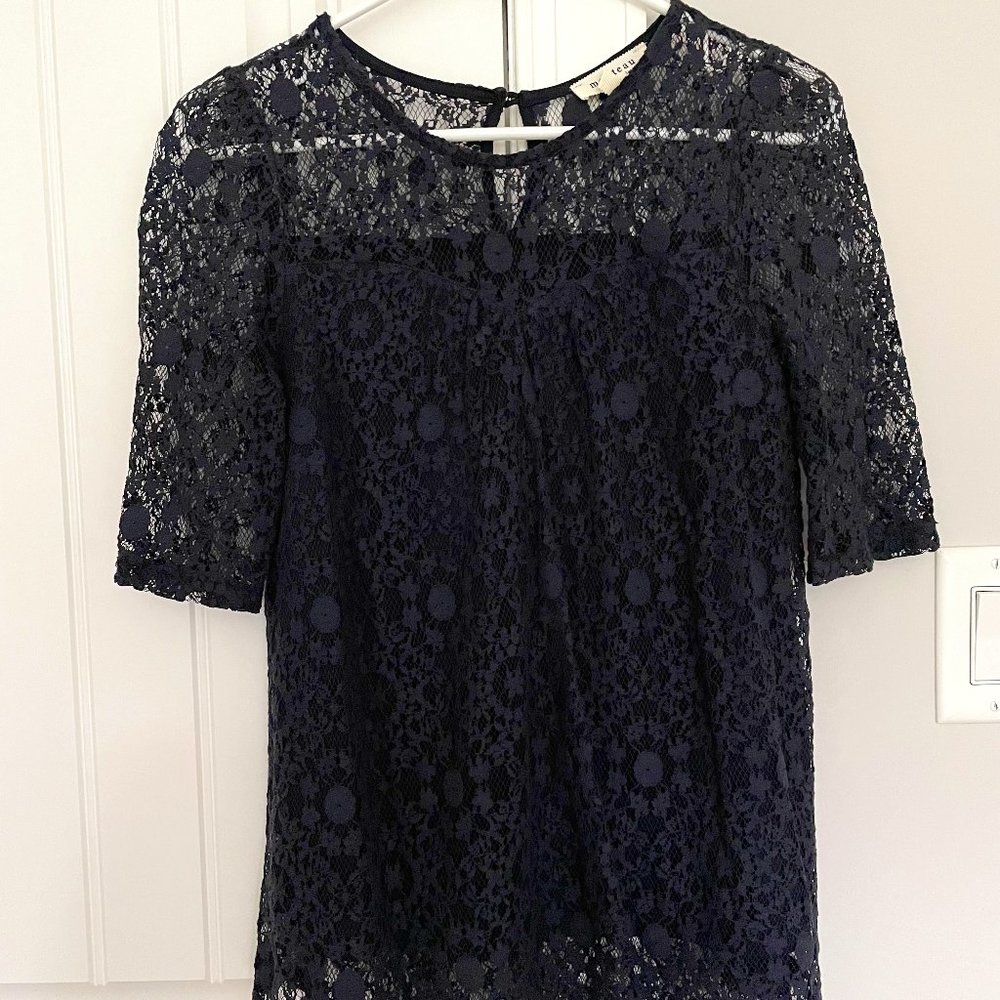 Navy Blue Laced Top | Size Medium